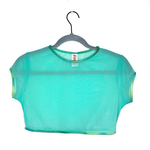 J Valentine Mesh Holographic Trim Crop Top - Picture 11 of 11